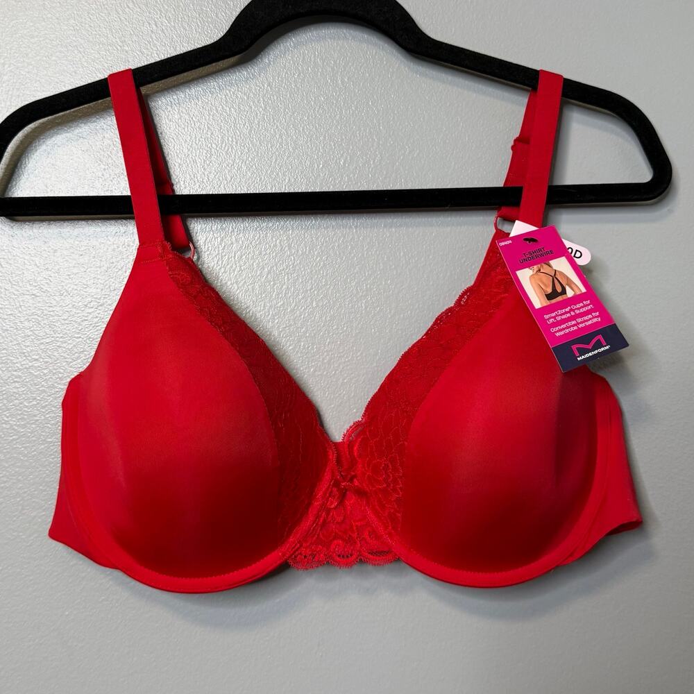 Maidenform Red Lace Comfort Devotion T-Shirt Underwire Bra NEW 40D